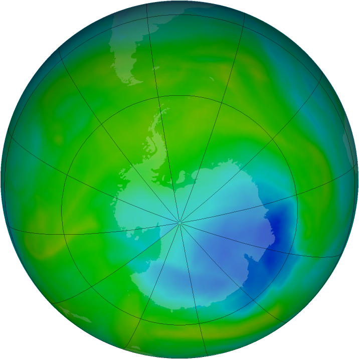 Antarctic ozone map for 27 November 2005